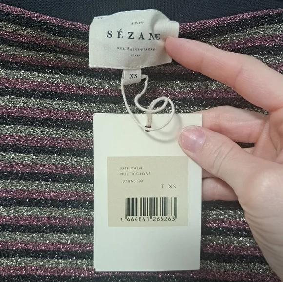 Sezane Calvi Skirt Metallic Multi Stripe XS NWT - Picture 4 of 6